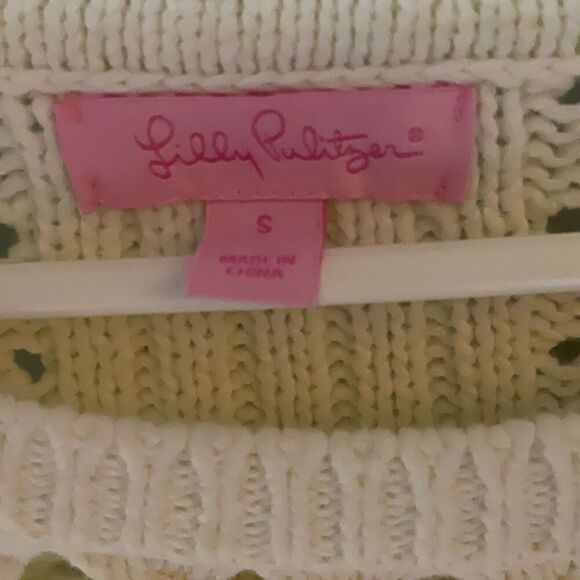 Lilly Pulitzer White Open Knit Long Sleeve Sweater, Small. Preppy, oldmoney, coa - Picture 11 of 12